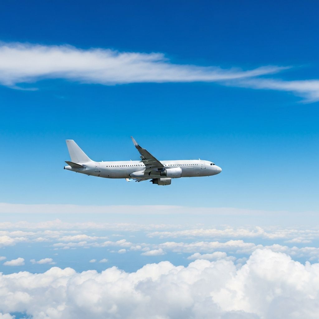 Samolot lecący przez chmury