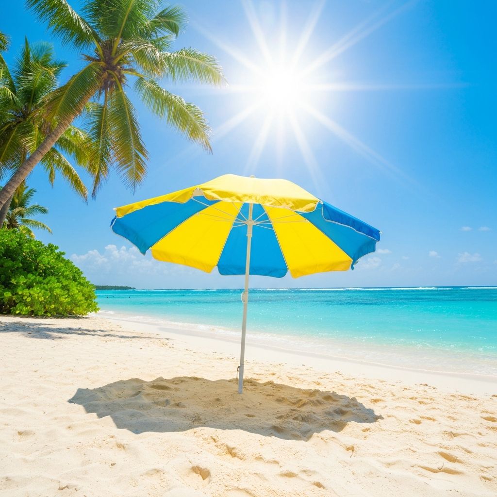Plażowy parasol na tropikalnej plaży